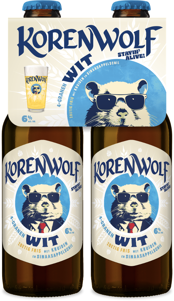 Korenwolf Wit 4pack met flesjes van 30cl Korenwolf Wit 4pack met flesjes van 30cl