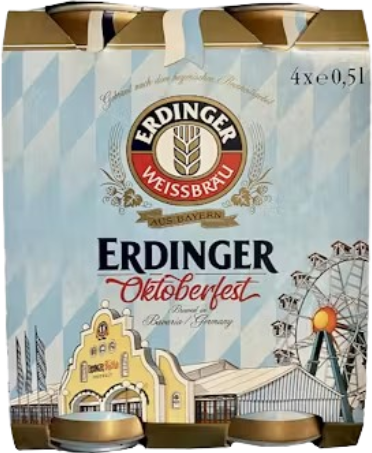 Erdinger Oktoberfest 4pack met blikken van 50cl Erdinger Oktoberfest 4pack met blikken van 50cl
