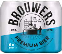 Brouwers Pilsener sixpack met blikken van 50cl Brouwers Pilsener sixpack met blikken van 50cl