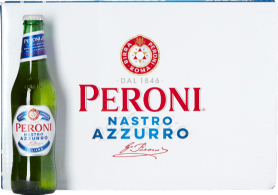 Peroni Nastro Azzurro doos met 24 flesjes van 33cl