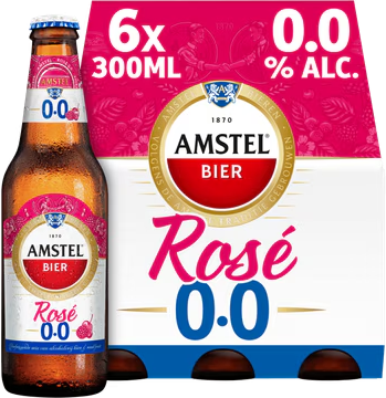 Amstel Rose 0.0 sixpack met flesjes van 30cl Amstel Rose 0.0 sixpack met flesjes van 30cl