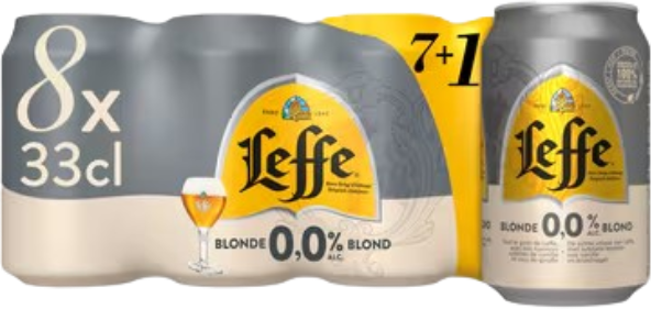 Leffe Blond 0.0% set met 8 blikjes van 33cl