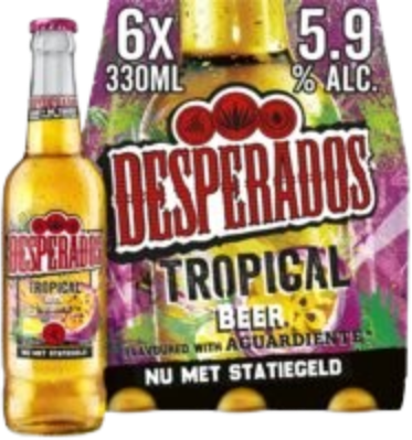 Desperados Tropical sixpack met flesjes van 33cl Desperados Tropical sixpack met flesjes van 33cl