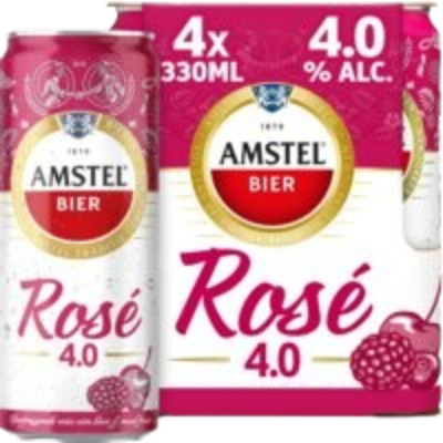 Amstel Rosé bier 4-pack met blikjes van 33cl Amstel Rosé bier 4-pack met blikjes van 33cl