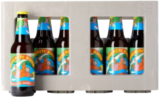  Ondersteboven hangende harry krat met 24 flesjes van 30cl