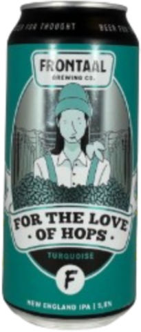 Frontaal For The LOve of Hops Turquoise blik van 44cl