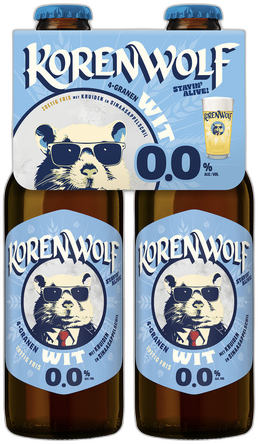 Korenwolf Wit 0.0% 4pack met flesjes van 30cl