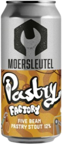 Blikje Moersleutel 5 Bean Stout met kleurrijk ontwerp en logo.