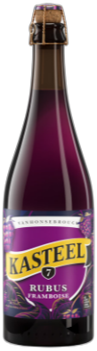 Fles van 75cl Kasteel Rubus Framboise bier met paars etiket