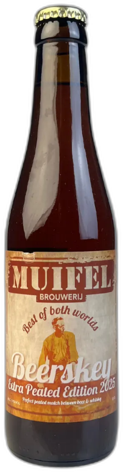 Fles Muifel Beerskey 2025 met etiket van extra gepigde editie.