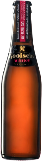 Gooische Winter bierflesje van 33cl met zwart en rood etiket.