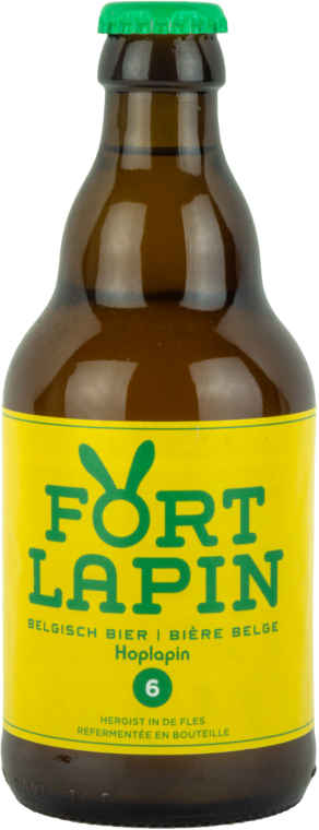 Fort Lapin Hoplapin 33cl bierflesje met geel etiket en groene dop