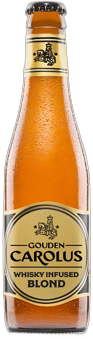 Flesje van 33cl Gouden Carolus Whisky Infused Blond bier.