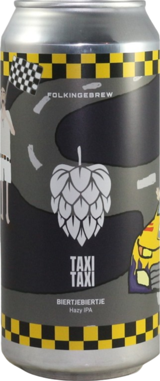 Folkingebrew Biertjebiertje blik met race-thema en hopafbeelding.