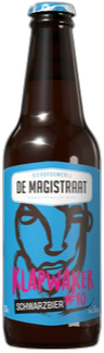 Bruin bierflesje De Magistraat Klapwaker #10 met blauw etiket en roze tekst.