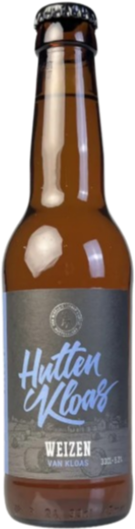 Bruin Weizen Van Kloas flesje van 33cl met zilveren en blauwe opdruk.