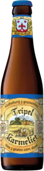 Tripel Karmeliet Alcoholvrij bierflesje van 33cl met etiket en logo.