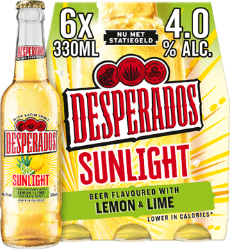 Desperados Sunlight Lemon & Lime sixpack met flesjes van 33cl.