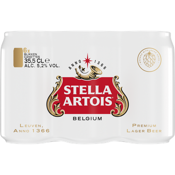 Stella Artois Premium Pilsner Bier Blik 6x355ml bij Jumbo