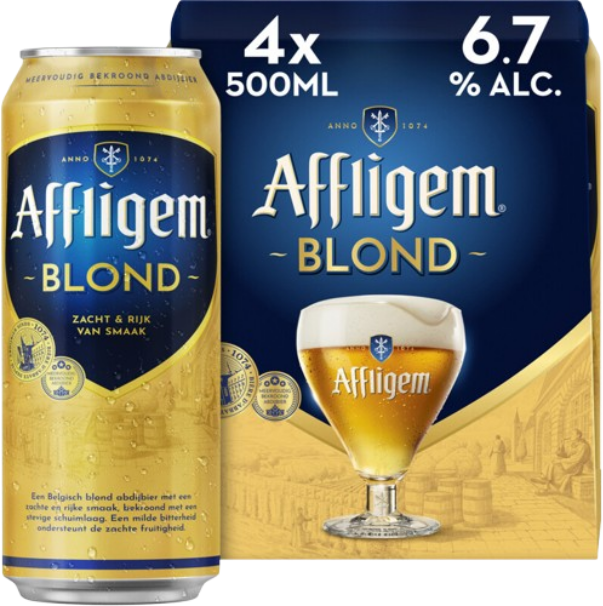 Affligem Blond 4-pack met blikken van 50cl