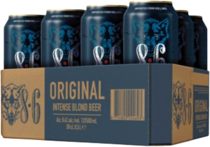 8.6 Original tray met 12 blikken van 50cl