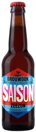 Bruin bierflesje van Het Brouwdok met etiket van Zeezon.