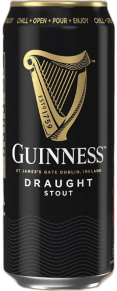 Zwart Guinness blik met gouden harp 