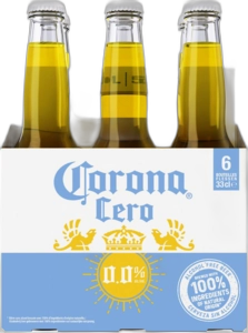 Verpakking van Corona Cero 0.0%, 6 flesjes van 0,33 liter zonder alcohol.