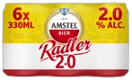 Sixpack Amstel Radler 2.0 met 6 blikjes van 330 ml op een witte achtergrond.