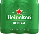 Groene Heineken Original verpakking met rood sterlogo en wit merklogo centraal in beeld.