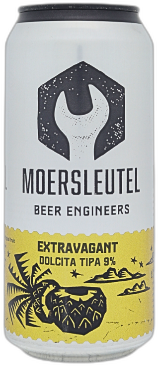 Blik Moersleutel Dolcita TIPA 9% met geel etiket en zwart logo op witte achtergrond.