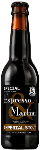 Fles De Molen Espresso Martini Imperial Stout met zwart etiket op witte achtergrond