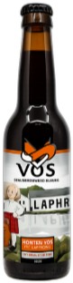 Donkere Houten Vos #7 bierfles van 33 cl met zwart-oranje etiket op witte achtergrond