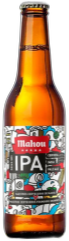 Amberkleurig Mahou Session IPA flesje met kleurrijk etiket