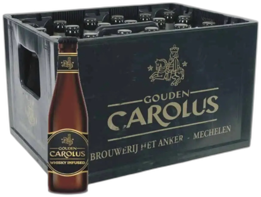 Zwart krat Gouden Carolus Whisky Infused met bruine bierfles