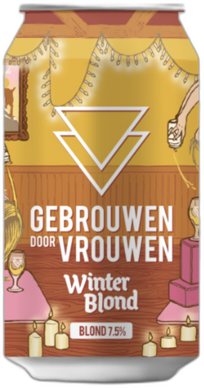 Gebrouwen door Vrouwen Winter Blond blikje van 33cl