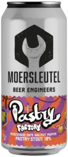 Blik Moersleutel Tasty Factory Muscovado Date Walnut Muffin pastry stout met kleurrijk etiket.