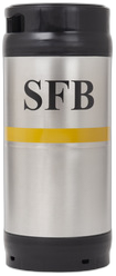 RVS 20L La Trappe Witte Trappist fust met SFB-opschrift en geel accent