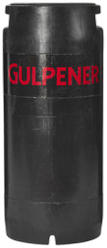 Zwart 20L fust met rode Gulpener-logo op witte achtergrond