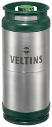 Zilverkleurig 20L Veltins pilsener fust met groene randen en logo