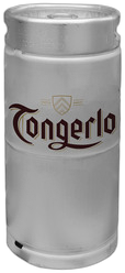 Zilverkleurig 20L fust Tongerlo Lux Blond bier met merklogo zichtbaar