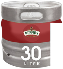 Stalen fust van Murphy's Irish Red van 30 liter met rood etiket