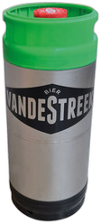 20L groen gekleurde VandeStreek Playground non-alcoholic IPA fust met zilver-grijze romp