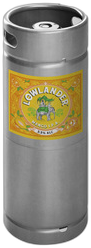 Roestvrijstalen 20L fust met geel Lowlander Mango IPA-etiket