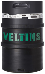 Grijs-metallic Veltins pilsener fust van 50 liter met groen logo