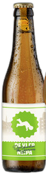 Fles De Klep NEIPA 33cl met groen-wit etiket en condensdruppels