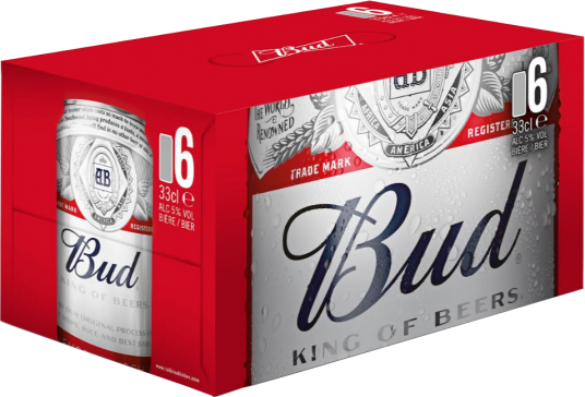 Bud Sixpack met blikjes van 33cl Bud Sixpack met blikjes van 33cl