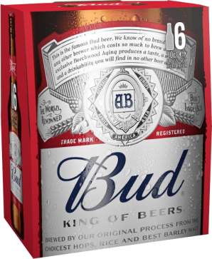 Bud Sixpack met flesjes van 30cl Bud Sixpack met flesjes van 30cl