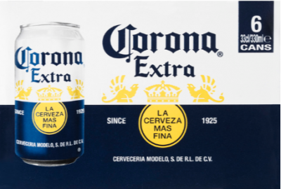 corona sixpack met 6 blikjes van 33cl corona sixpack met 6 blikjes van 33cl