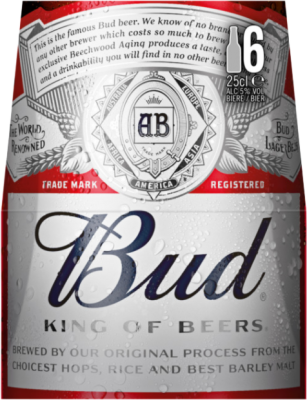 Bud sixpack met flesjes van 25cl Bud sixpack met flesjes van 25cl